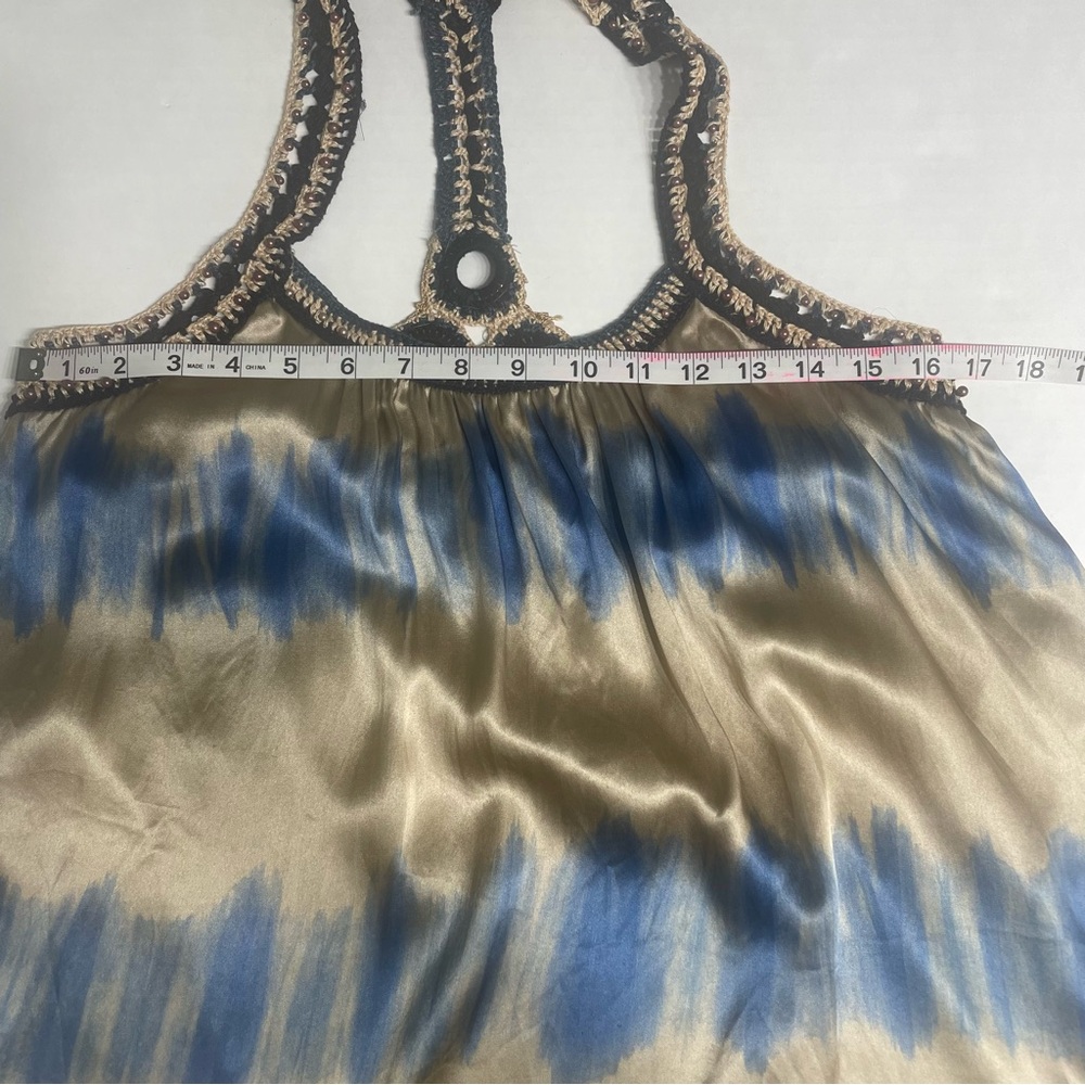 Devlin  Anthropologie Crochet Boho Silk Tie Dye T Back Tunic  NEW. Y2K. Size S. - Picture 11 of 12